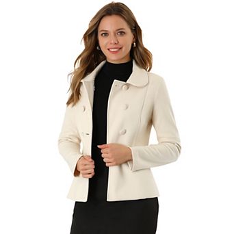 Women's Peter Pan Collar Button Decor Peplum Blazer