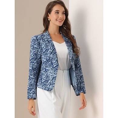 Women's Open Front Floral Print Blazer