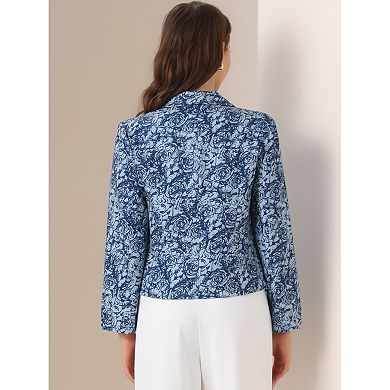 Women's Open Front Floral Print Blazer