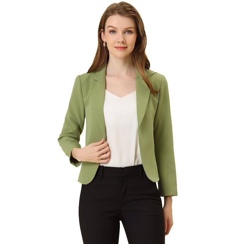 Allegra K Women's Suit Jacket Notched Lapel 1 Button Office Velvet Blazer  Dark Green X-Large