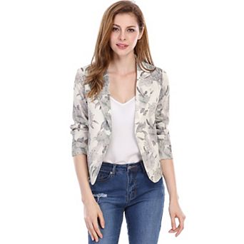 Women's Open Front Floral Print Blazer