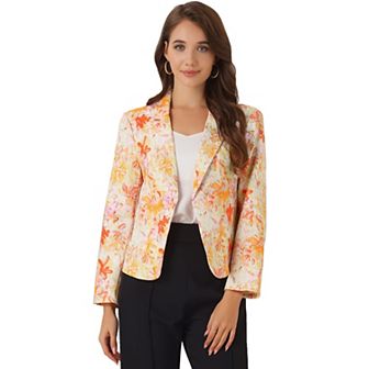 Women's Open Front Floral Print Blazer