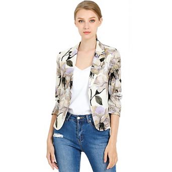 Women's Open Front Floral Print Blazer