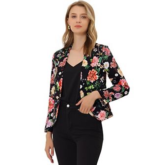 Women's Open Front Floral Print Blazer