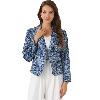 Women's Open Front Floral Print Blazer