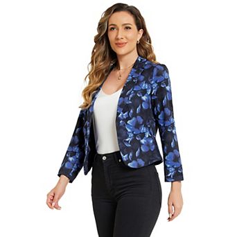 Women's Open Front Floral Print Blazer