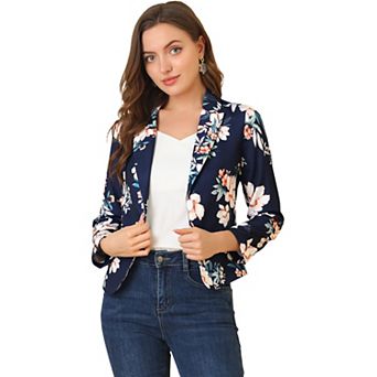 Women's Open Front Floral Print Blazer