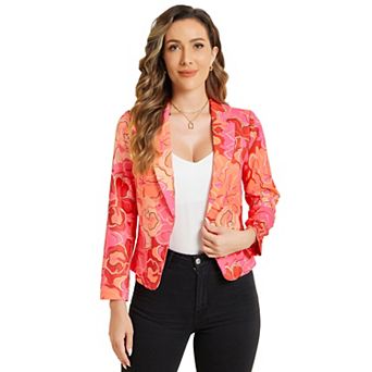 Women's Open Front Floral Print Blazer