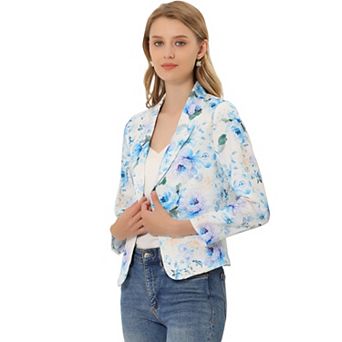 Women's Open Front Floral Print Blazer
