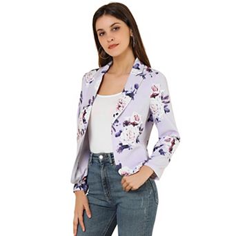 Women's Open Front Floral Print Blazer