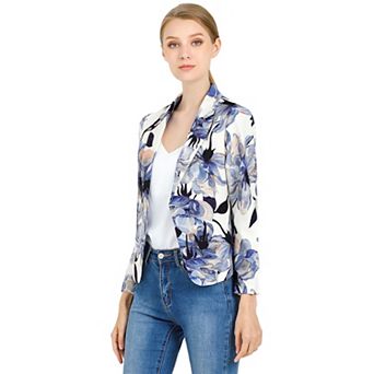 Women's Open Front Floral Print Blazer