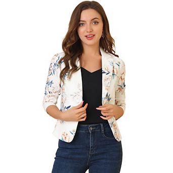 Women's Open Front Floral Print Blazer