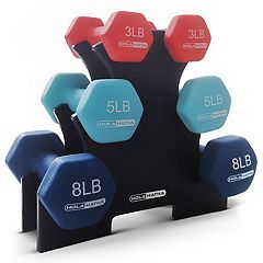 Everyday essentials dumbbell set with online stand 3lbs 5lbs 8lbs set