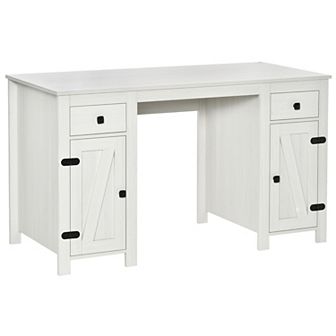 Wooden Writing Table With 4 Storage Options, And 3 Level Adjustable Shelves