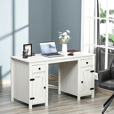 Wooden Writing Table With 4 Storage Options, And 3 Level Adjustable Shelves