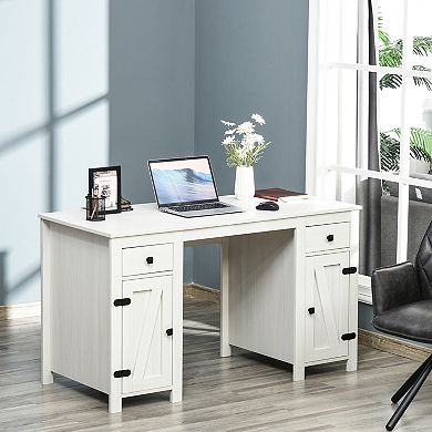 Wooden Writing Table With 4 Storage Options, And 3 Level Adjustable Shelves
