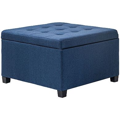 Homcom Fabric Tufted Storage Ottoman With Flip Top For Living Room Bedroom