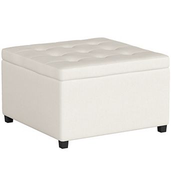 Homcom Fabric Tufted Storage Ottoman With Flip Top For Living Room Bedroom