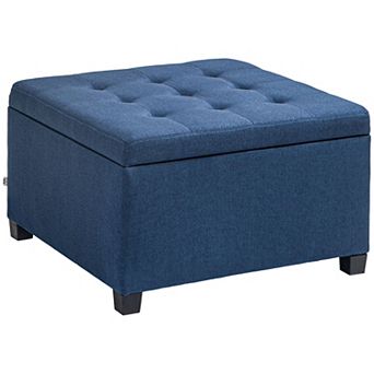 Homcom Fabric Tufted Storage Ottoman With Flip Top For Living Room Bedroom