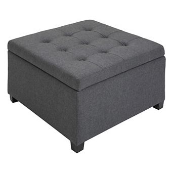 HOMCOM Fabric Tufted Storage Ottoman with Flip Top for Living Room Bedroom