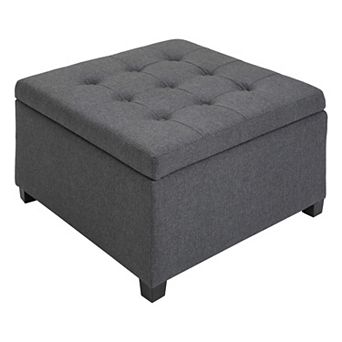 Homcom Fabric Tufted Storage Ottoman With Flip Top For Living Room Bedroom