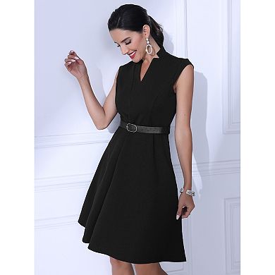 Elegant Dress For Women's Split Neck Wear To Work Sleeveless Dresses
