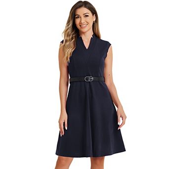 Elegant Dress for Women's Split Neck Wear to Work Sleeveless Dresses