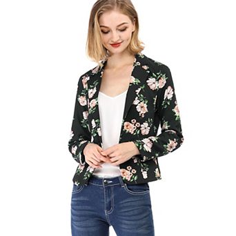 Women's Allover Long Sleeve Notched Lapel Open Front Blazer