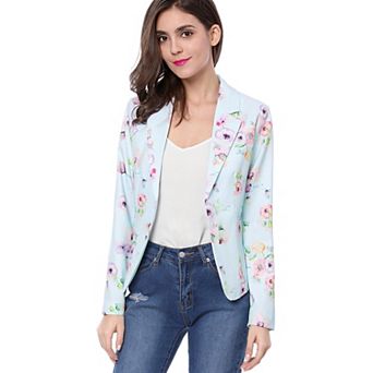 Women's Allover Long Sleeve Notched Lapel Open Front Blazer