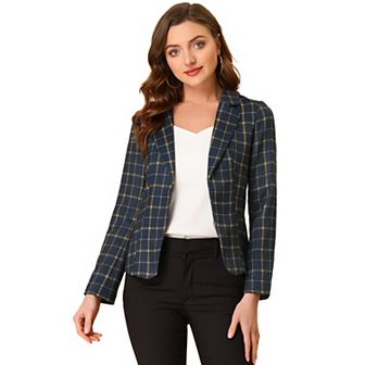 Women's Allover Long Sleeve Notched Lapel Open Front Blazer