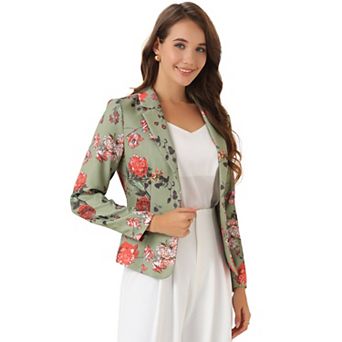Women's Allover Long Sleeve Notched Lapel Open Front Blazer