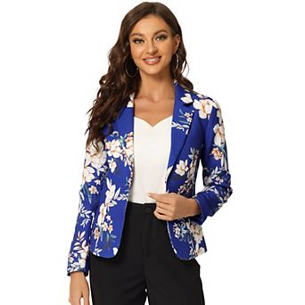 Women's Allover Long Sleeve Notched Lapel Open Front Blazer