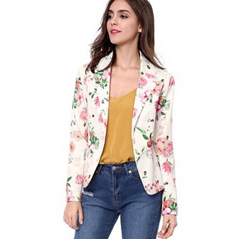 Women's Allover Long Sleeve Notched Lapel Open Front Blazer