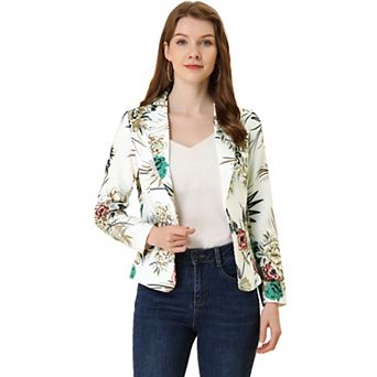 Women's Allover Long Sleeve Notched Lapel Open Front Blazer