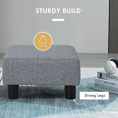 16” Cubed Modern Linen Fabric Pouf Footrest Ottoman Furniture