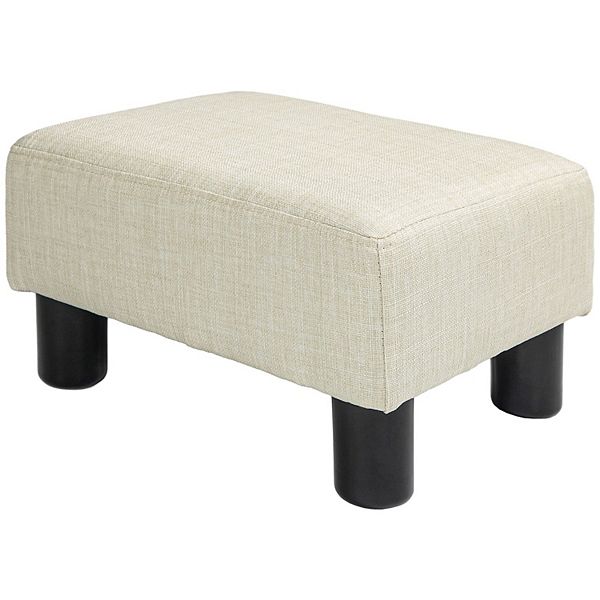 Homcom Modern Footrest Ottoman, Fabric Cube Foot Stool - Beige