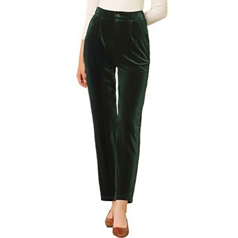 Women's Elastic High Waist with Pockets Casual Wide Leg Velvet Pants
