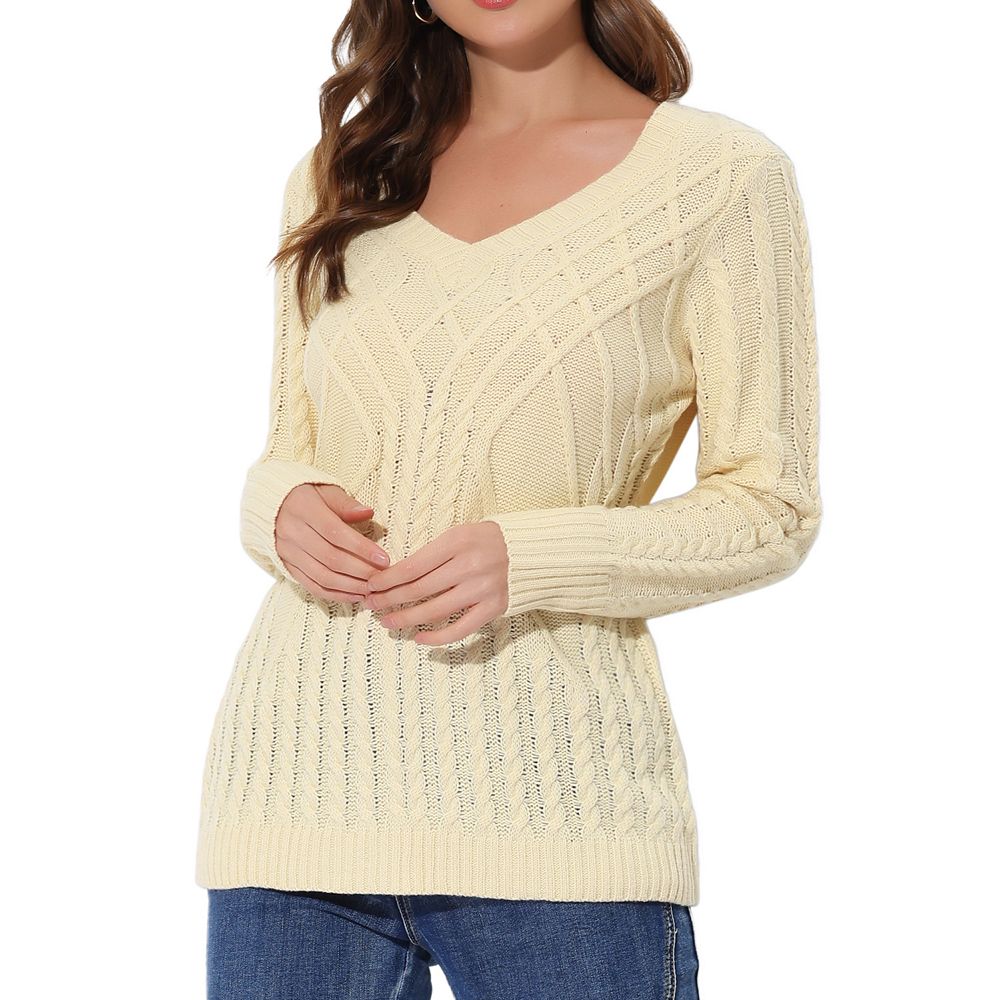 OFEEFAN Women's Lightweight V Neck Sweater - Double Button Tunic Top For Fall, Sizes S-XXL