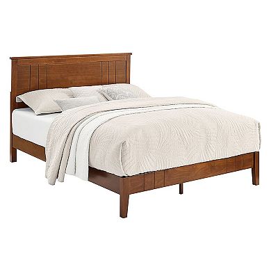 MUSEHOMEINC Mid Century Modern Solid Pinewood Platform Bed with Headboard, Full