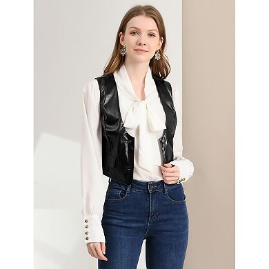 Women's Steampunk Waistcoat Sleeveless Pu Faux Leather Suit Vest