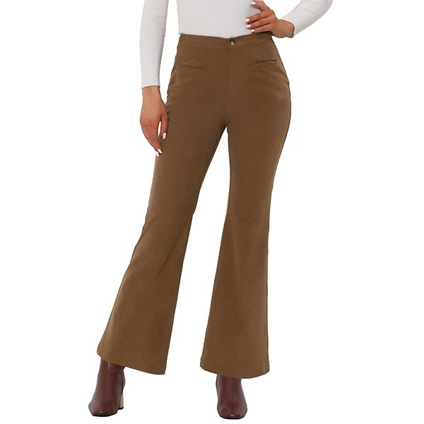 Women's Casual Full Length Flare Corduroy Pants