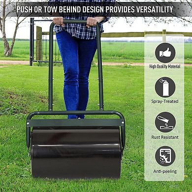 136.5 Lbs Heavy Garden Lawn Weighted Roller To Flatten Ground With Steel, Green