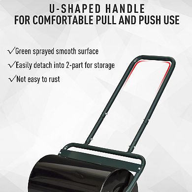 136.5 Lbs Heavy Garden Lawn Weighted Roller To Flatten Ground With Steel, Green