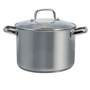 Oster Cocina Adenmore 8-qt Stainless Steel Stock Pot with Tempered Glass Lid