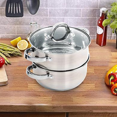 Oster Cocina Hali 3-Piece Stainless Steel Steamer Set With Lid