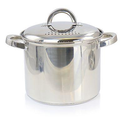 Oster Cocina Sangerfield 5 Quart Stainless Steel Pasta Pot with Strainer Lid and Steamer Basket