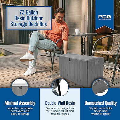 Plastic Development Group 73 Gallon Resin Outdoor Storage Deck Box, Driftwood