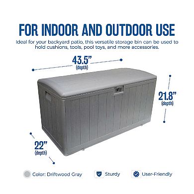 Plastic Development Group 73 Gallon Resin Outdoor Storage Deck Box, Driftwood