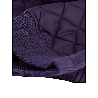 Women's Stand Collar Zip Up Raglan Sleeves Bomber Quilted Jacket