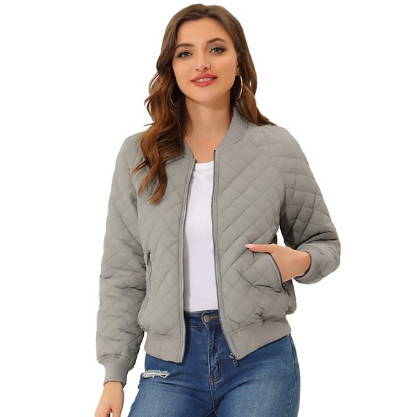 Women's Puffer Jacket Stand Collar Zip Up | Quilted